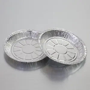 Sekali Pakai 7/8/9 Inci Digunakan untuk Rumah Tangga dan Toko Roti Bulat Aluminium Foil Pizza Pie Pan dengan Tutup