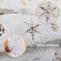 Jupe de sapin de Noël en peluche épaisse à motif flocon de neige 90/122cm, jupe de sapin dorée à paillettes, décorations pour la base du sapin de Noël