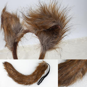 Accesorios de disfraz de <span class=keywords><strong>Animal</strong></span> de Halloween, piel de felpa, zorro marrón, Lobo, perro, orejas de Chacal, diadema y cola - Product Image 3