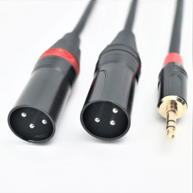 3.5mm Jack to 2* XLR Microphone Cable 22AWG OFC Wire Low Noise Custom Logo OEM Musical Instrument Accessory