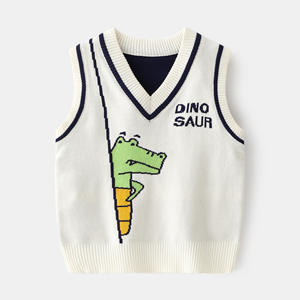 Dessin animé mignon dinosaure sans capuche décontracté coton mélangé gilet garçons <span class=keywords><strong>basket</strong></span> uniforme pull gilet à la mode sans capuche décontracté coton - Product Image 4