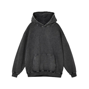 2025 logotipo personalizado lavado ácido Sudadera con capucha Vintage Jogger conjunto chándal Unisex invierno 100% algodón - Product Image 3