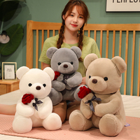 Terlaris Hadiah Hari Valentine Lucu Boneka Mainan Hewan Mewah Beruang Teddy Mawar Mewah Mewah