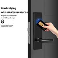 Serrure de porte d'hôtel avec logiciel de gestion, déverrouillage par carte, système électronique de sécurité intelligent, serrure d'hôtel intégrale noire intelligente avec clé