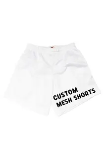 Malha em branco colorido shorts malha poliéster basquete shorts dupla camada malha personalizada shorts