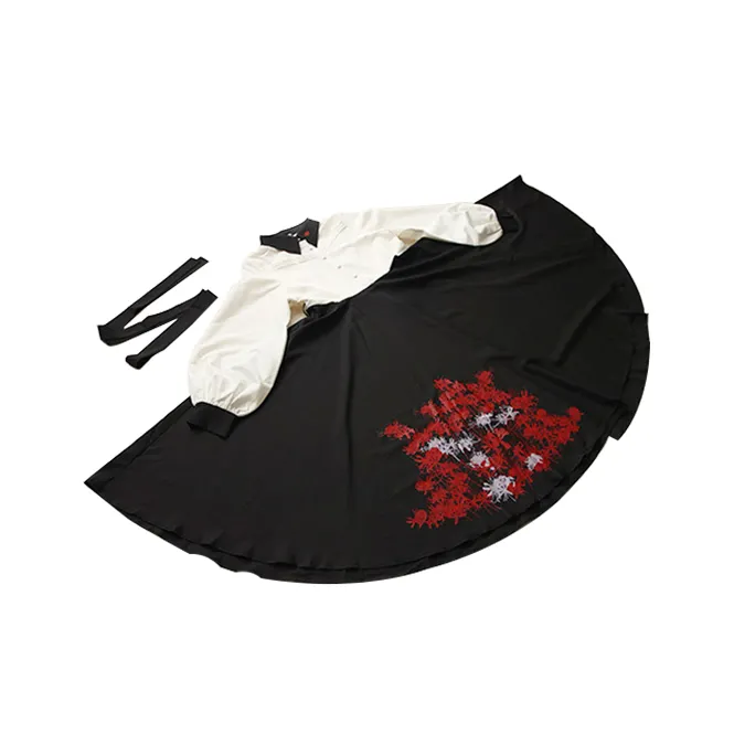 Wholesale flower pattern long sleeves summer casual women dress anime dress