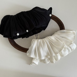 Pince à cheveux en maille plissée double couche avec perles, style Princesse Française - Product Image 1