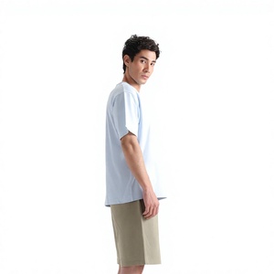 เสื้อยืดผู้ชายไซส์ใหญ่ สีฟ้าอ่อน ผ้าฝ้าย 100% ระบายอากาศได้ดี คอกลม แขนสั้น สีพื้น ใส่สบาย สไตล์ลำลอง ผ้าเจอร์ซีย์ถัก - Product Image 3