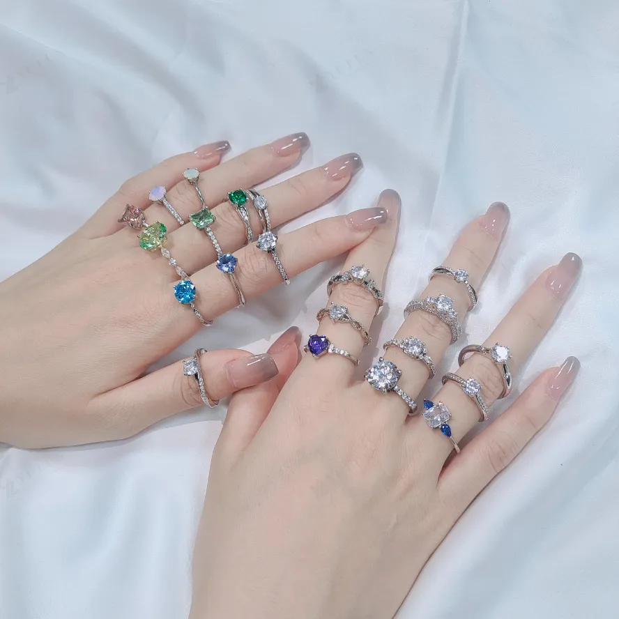 YILUN 925 argento Sterling anelli di pietre preziose classici con diamanti zirconi di alta qualità resistenti anelli colorati da donna