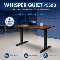 Bureau assis-debout électrique intelligent ergonomique contemporain pour télétravail avec hauteur réglable, grand espace de travail et support robuste