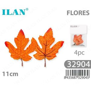 Hojas de arce artificiales ILAN de 11 cm, paquete de 4 piezas para decoraciones de otoño - Product Image 3