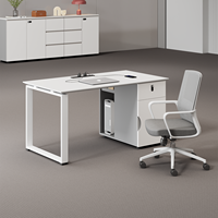 Poste de travail modulaire moderne en bois massif pour personnel - Bureau double ergonomique avec tiroir de rangement et gestion des câbles