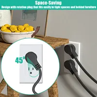 Adaptateur d'alimentation DOONJIEY USA, sortie CC, prise angulaire à 3 broches, profil bas, robuste, 18AWG, mise à la terre, utilisation intérieure/extérieure pour ordinateur portable