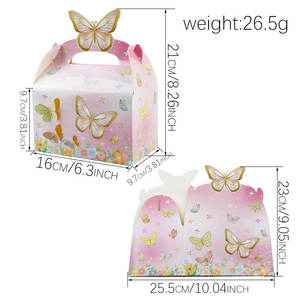 Boîte Cadeau Papillon Rose Thème Floral pour Thé de Printemps, Porte-Bougie Pliable en Papier Recyclable avec Poignée pour Offrir - Product Image 3