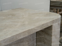 SH STONE Kabinet Dapur Batu Alam Taj Mahal Quartzite Custom, Terbungkus Batu Penuh, Alas Lengkung, Dilengkapi Lubang Wastafel Terintegrasi