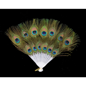 Abanico <span class=keywords><strong>de</strong></span> mano plegable <span class=keywords><strong>de</strong></span> plumas <span class=keywords><strong>de</strong></span> pavo real grande HS para mujer, accesorio para fiesta <span class=keywords><strong>de</strong></span> té, baile <span class=keywords><strong>de</strong></span> vacaciones, decoración nupcial para boda - Product Image 3