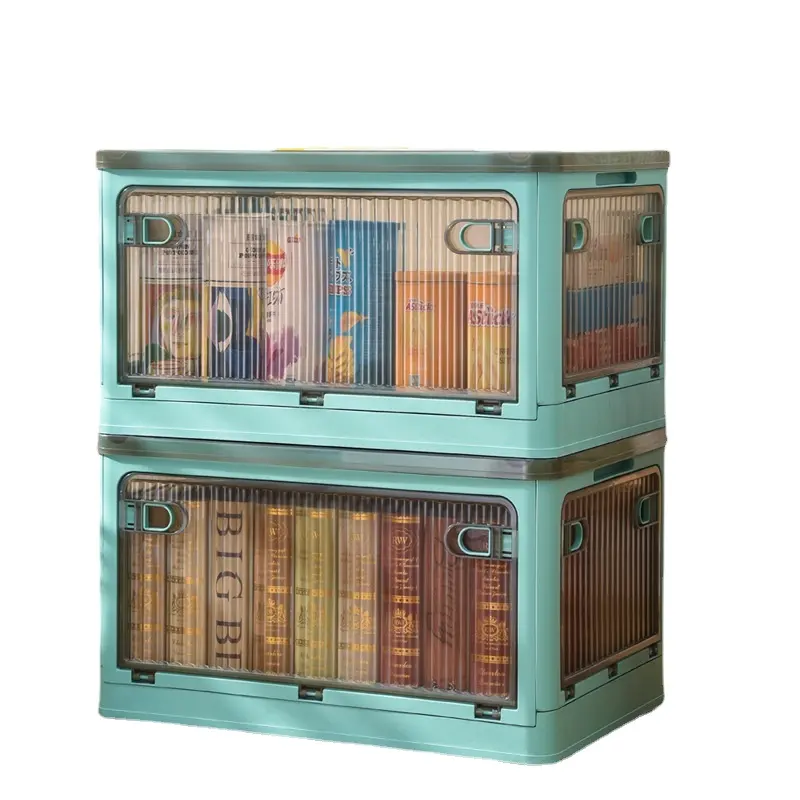 Dormitory book folding storage box  toys  snacks  clothing  transparent storage box  double door  king size organizing box