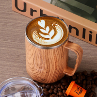 Mug de voyage isotherme en acier inoxydable 304, double paroi, anti-fuite, motif grain de bois, 500 ml (17 oz), personnalisable avec logo, vente en gros