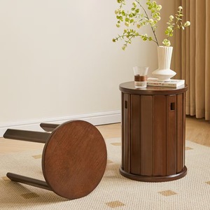 Ensemble moderne de <span class=keywords><strong>table</strong></span> basse et 4 chaises <span class=keywords><strong>en</strong></span> bois massif, multifonctionnel, empilable, <span class=keywords><strong>banc</strong></span> de salon portable pour chambre à coucher - Product Image 2