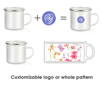Tasse Émaillée Blanche Sublimation pour Cadeaux Noël Vente Chaude 350ml 500ml 750ml 1200ml 3000ml, Mug de Camping, Tasse à Café, Tasse à Lait