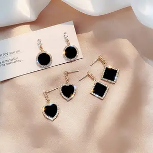 2024 Wholesale Alloy Inlaid Cubic Zirconia Rhinestone 925 Silver Post Earrings Fashion Earrings Jewelry for Women Girls