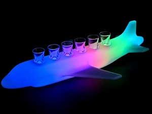 ที่ใส่แก้วค็อกเทล LED รูปทรงเครื่องบินสีสันสดใสแบบชาร์จไฟได้ชั้นวางไวน์ - Product Image 2