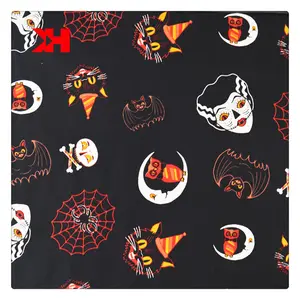 Halloween Style Stretch Satin Spandex Cotton Fabric Printed For Sewing Material Diy Dress Cloth