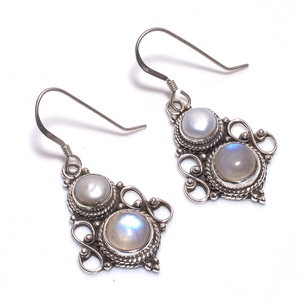 Bijoux de boucle d'oreille de forme ronde de pierre précieuse de forme d'émeraude naturelle, exportateur de bijoux de boucle d'oreille de pierre précieuse d'argent sterling 925, bijoux fins - Product Image 2