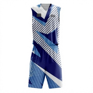 Ensemble de maillots de basket-ball en coton respirant avec impression par transfert thermique et logo personnalisé, broderie personnalisée, uniforme de basket-ball d'été - Product Image 1