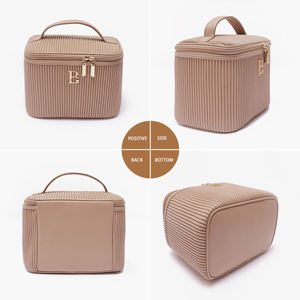 Ammaesto Eco Friendly Personalizzato Viaggio Borsa Cosmetica Donna Grande Capacità Zipper PU Plissato Impermeabile - Product Image 2