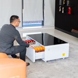 मल्टीफंक्शन मॉडर्न होम फर्नीचर ब्लैक टेम्पर्ड ग्लास स्मार्ट कॉफी टेबल लिविंग रूम स्पीकर टेबल फर्नीचर - Product Image 5