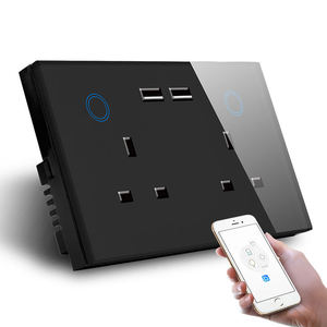 SMARSECUR สมาร์ทคอมแพทเทเบิล รองรับ Alexa และ Google Home แผงกระจกสัมผัส ช่องเสียบ USB คู่ ปลั๊กไฟแบบ UK พร้อมตัวตรวจสอบพลังงาน - Product Image 2