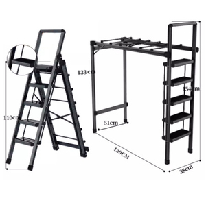 Escabeau multifonctionnel domestique échelle de séchage réglable en alliage d'aluminium à chevrons <span class=keywords><strong>escalier</strong></span> escabeau pliant - Product Image 5