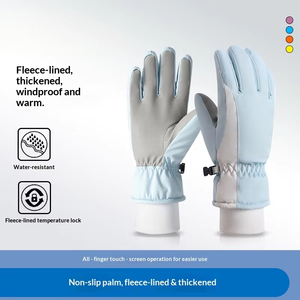 Gants <span class=keywords><strong>de</strong></span> cyclisme d'hiver imperméables pour hommes et femmes, gants <span class=keywords><strong>de</strong></span> <span class=keywords><strong>ski</strong></span> à doigts entiers doublés <span class=keywords><strong>de</strong></span> polaire coupe-vent et compatibles avec les écrans tactiles pour les sports <span class=keywords><strong>de</strong></span> plein air - Product Image 1