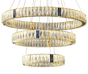 Venta caliente iluminación sala de estar lámpara colgante LED anillo de lujo avec tripied candelabro de cristal colgantes Luz - Product Image 1