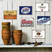 Letreros Decorativos Vintage de Metal para Bar o Cafetería con Diseño de Marcas de Alcohol, Colección de Placas de Estaño