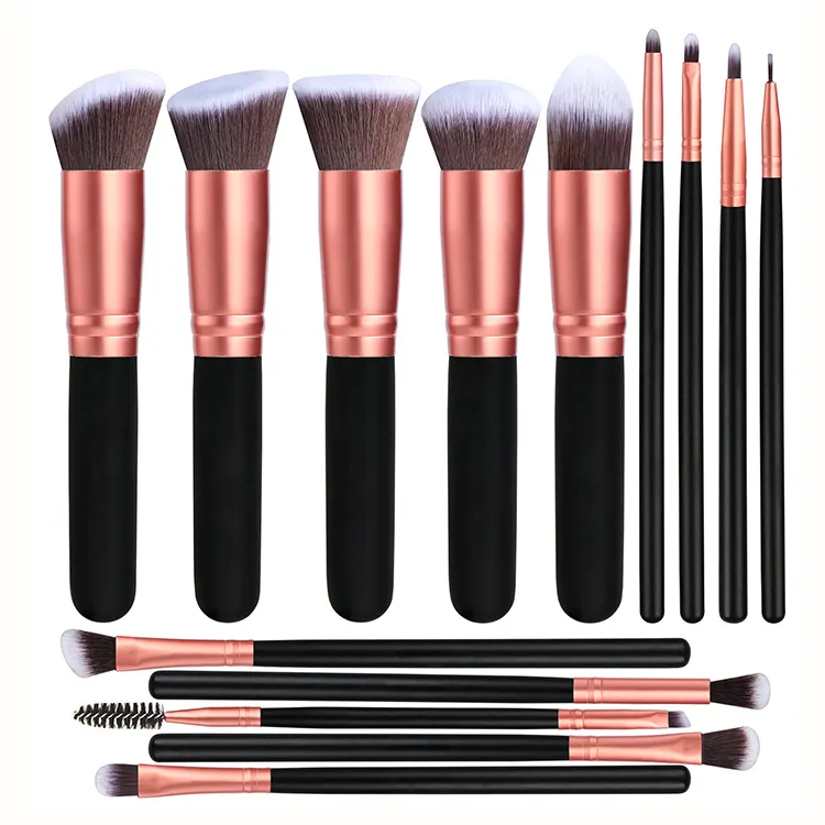 2023 Best Seller Rose Gold Synthetic Makeup Brushes 14pcs Makeup Brush Set Private Label Make Up brushes