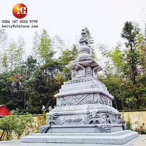 Escultura de Pagoda y Torre de Piedra de Granito Natural, Estilo Budista Tibetano Antiguo, para Jardín - Product Image 5