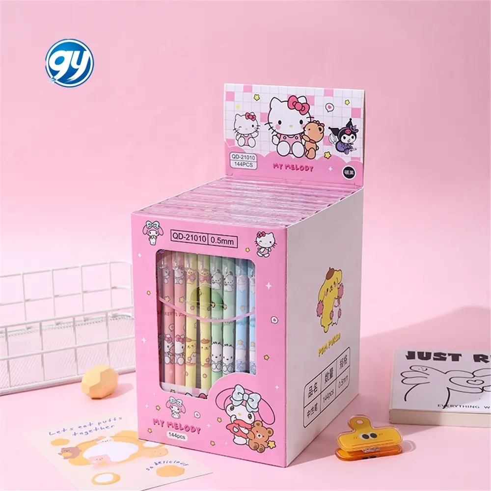 Wholesale Sanrio 12pcs Creative Cartoon Erasable Roller Ball Pen 0.5mm PVC Pens for Students Lovely Anime Design Wipe Function