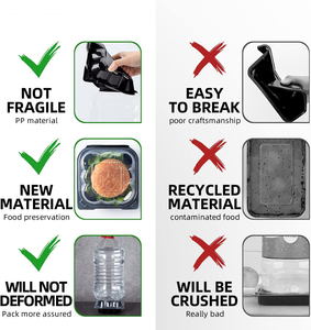 Boîte alimentaire jetable écologique en PP transparent, chauffable au micro-ondes, avec couvercle à charnière, 6x6 pouces, 1 compartiment, en plastique transparent - Product Image 4