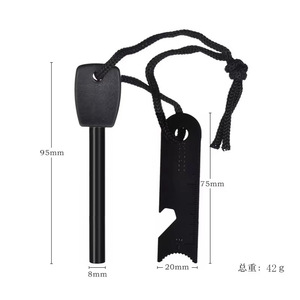 Allume-feu en bâton de magnésium 95 mm x 8 mm avec ouvre-bouteille, outil de survie en plein air, noir, orange, vert - Product Image 1