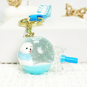 พวงกุญแจอะคริลิคทรงต่างๆ น้ำหนักเบา พิมพ์ลาย UV ทรายเหลวสีฟ้า ประดับกลิตเตอร์รูปสุนัขสุดน่ารัก ของตกแต่งรูปสัตว์การ์ตูน - Product Image 5