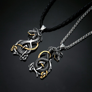 Collier pendentif en acier inoxydable avec nœud celtique, dragon viking nordique, 60 cm, bijoux pour homme, cadeau - Product Image 4