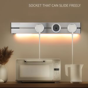 32A 8000W Stromschiene mit Bewegungssensor-Licht Aluminiumlegierung Schiene 250V Schwarz/Silber 350mm-1m Maßanfertigung für Industrieküchen - Product Image 2