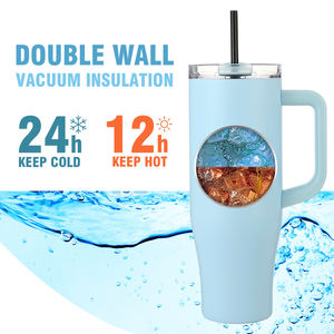 Novedosa Taza de Viaje Personalizada de 40oz, <span class=keywords><strong>Vaso</strong></span> Térmico de Acero Inoxidable de 40oz, <span class=keywords><strong>Vaso</strong></span> Reutilizable de Acero Inoxidable Aislado con Asa y Popote - Product Image 3