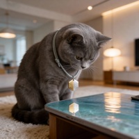Collier pour chat et chien moderne, minimaliste, élégant, réglable, plaqué argent, imperméable et confortable