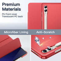 Casing Tablet Samsung, sarung HP untuk Samsung Galaxy Tab S10 Ultra/Tab S9 Ultra 14.6 inci, belakang transparan lipat tiga