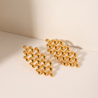 Boucles d'oreilles pendantes en acier inoxydable de luxe, style « Old Money », avec maillons architecturaux en métal, bijoux élégants en or, cadeau idéal
