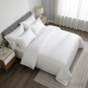 Ensemble de literie d'hôtel en satin de coton coton Queen Size <span class=keywords><strong>couette</strong></span> blanche <span class=keywords><strong>et</strong></span> noire ou personnalisée housse de <span class=keywords><strong>couette</strong></span> broderie - Product Image 5