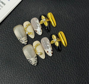 Faux ongles en acrylique ABS faits à la main avec un design scintillant, à presser, strass artificiels pour les doigts - Product Image 5